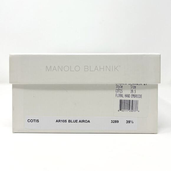 Manolo Blahnik Cotis Floral Embroidered Pumps 39.5 Blue Pink Heels - Picture 10 of 11